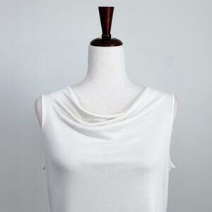 Winter Silks White Cowl Neck Sleeveless Lightweight 100% Silk Top